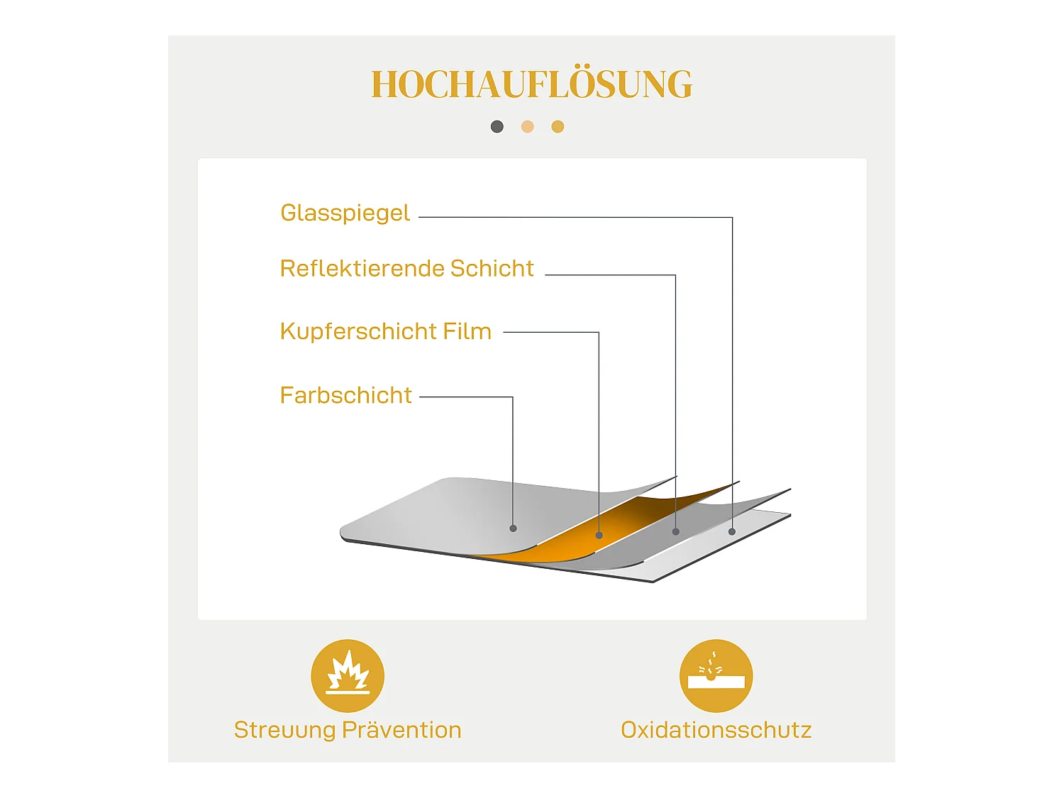 Miroir mural Baroque, cadre décoratif en métal, doré, 60x87.5 cm