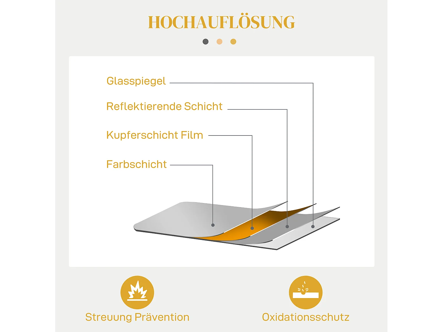 Miroir mural Baroque, cadre décoratif en métal, doré, 60x87.5 cm