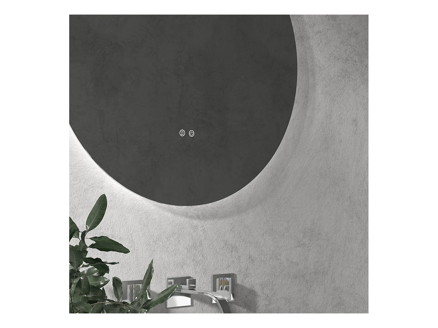 Miroir de salle de bain avec éclairage LED, Ø60 cm, 3 couleurs, fonction anti-buée, touche tactile, IP44 (60x60x3.5 cm)