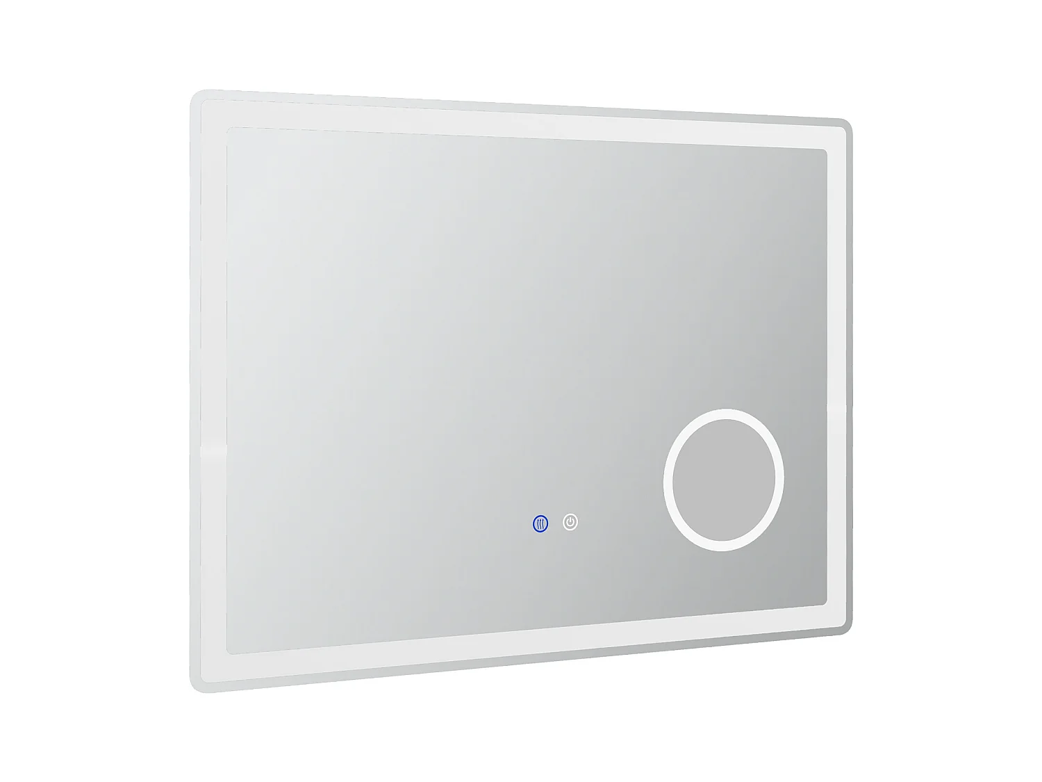 Miroir LED pour salle de bain avec 3x zoom, fonction tactile, 3 couleurs de lumière, antibuée, métal, blanc (80x3.8x60 cm)