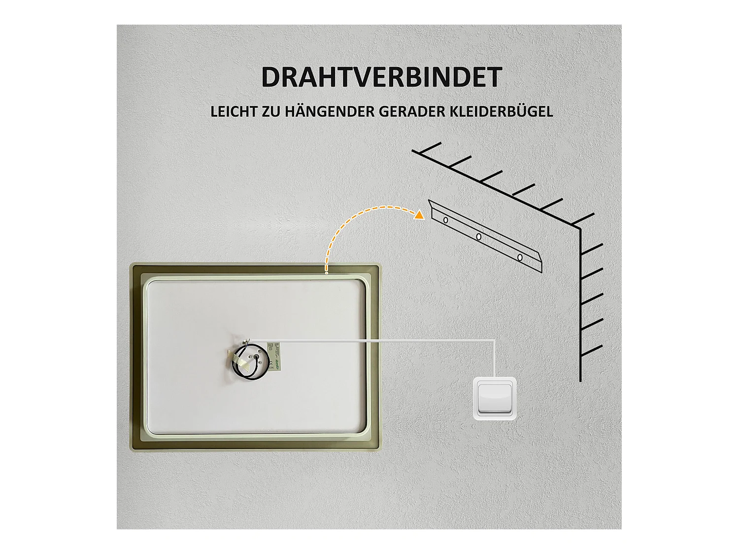 Miroir LED pour salle de bain avec 3x zoom, fonction tactile, 3 couleurs de lumière, antibuée, métal, blanc (80x3.8x60 cm)