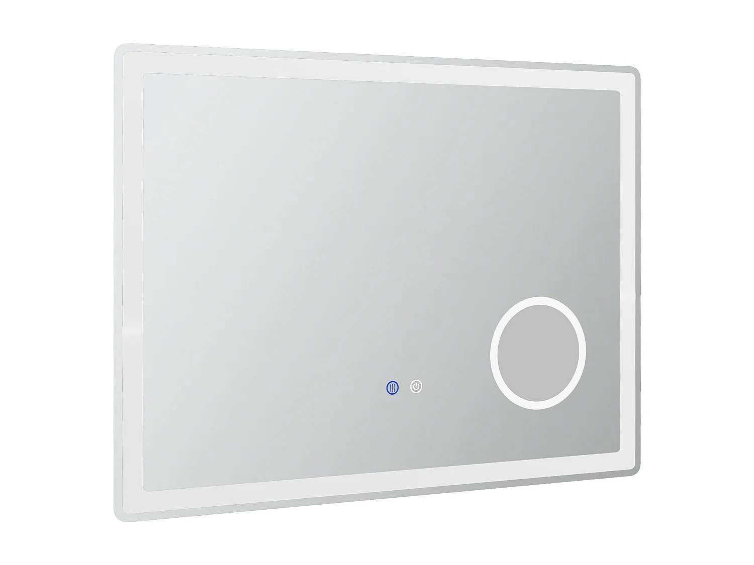 Miroir LED pour salle de bain avec 3x zoom, fonction tactile, 3 couleurs de lumière, antibuée, métal, blanc (80x3.8x60 cm)