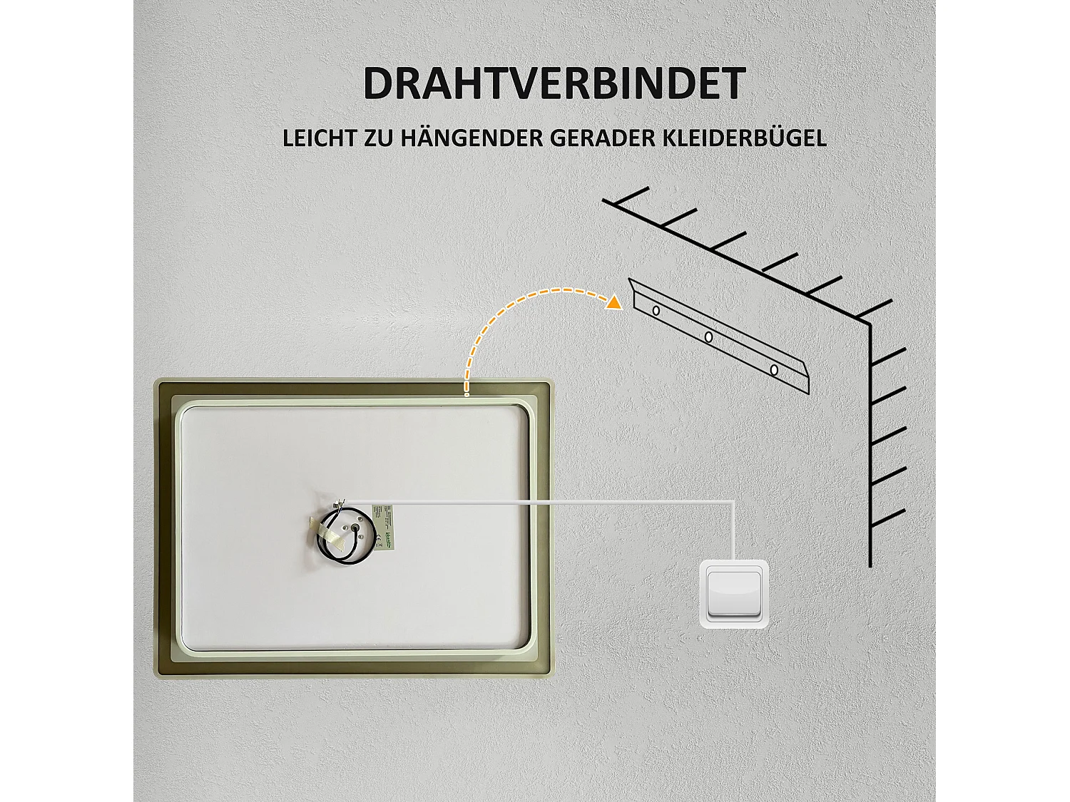 Miroir LED pour salle de bain avec 3x zoom, fonction tactile, 3 couleurs de lumière, antibuée, métal, blanc (80x3.8x60 cm)