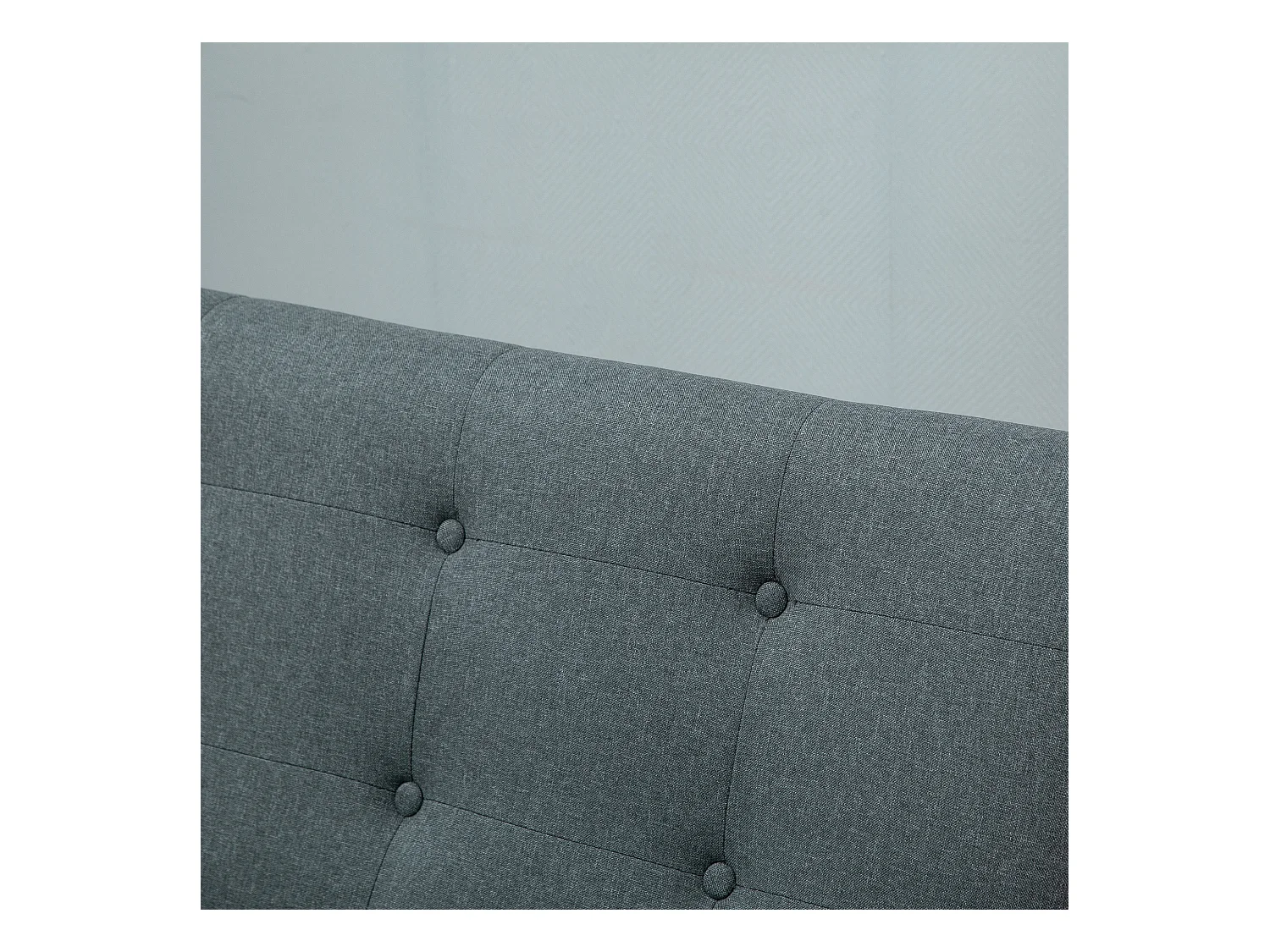 Canapé 2 Places Compact, Design Scandinave, Lin et Bois de Caoutchouc, Gris, (115x66.5x73 cm)