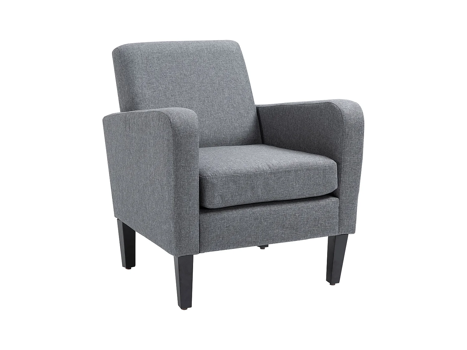 Fauteuil relax avec accoudoirs, en tissu effet lin, pieds en bois, gris (66x72x74 cm)