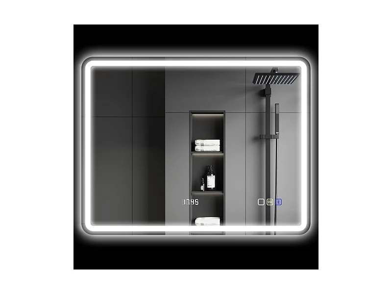 Specchio da bagno a LED con Bluetooth, funzione di memoria, 3 colori di illuminazione, argento (90x3,5x70 cm)