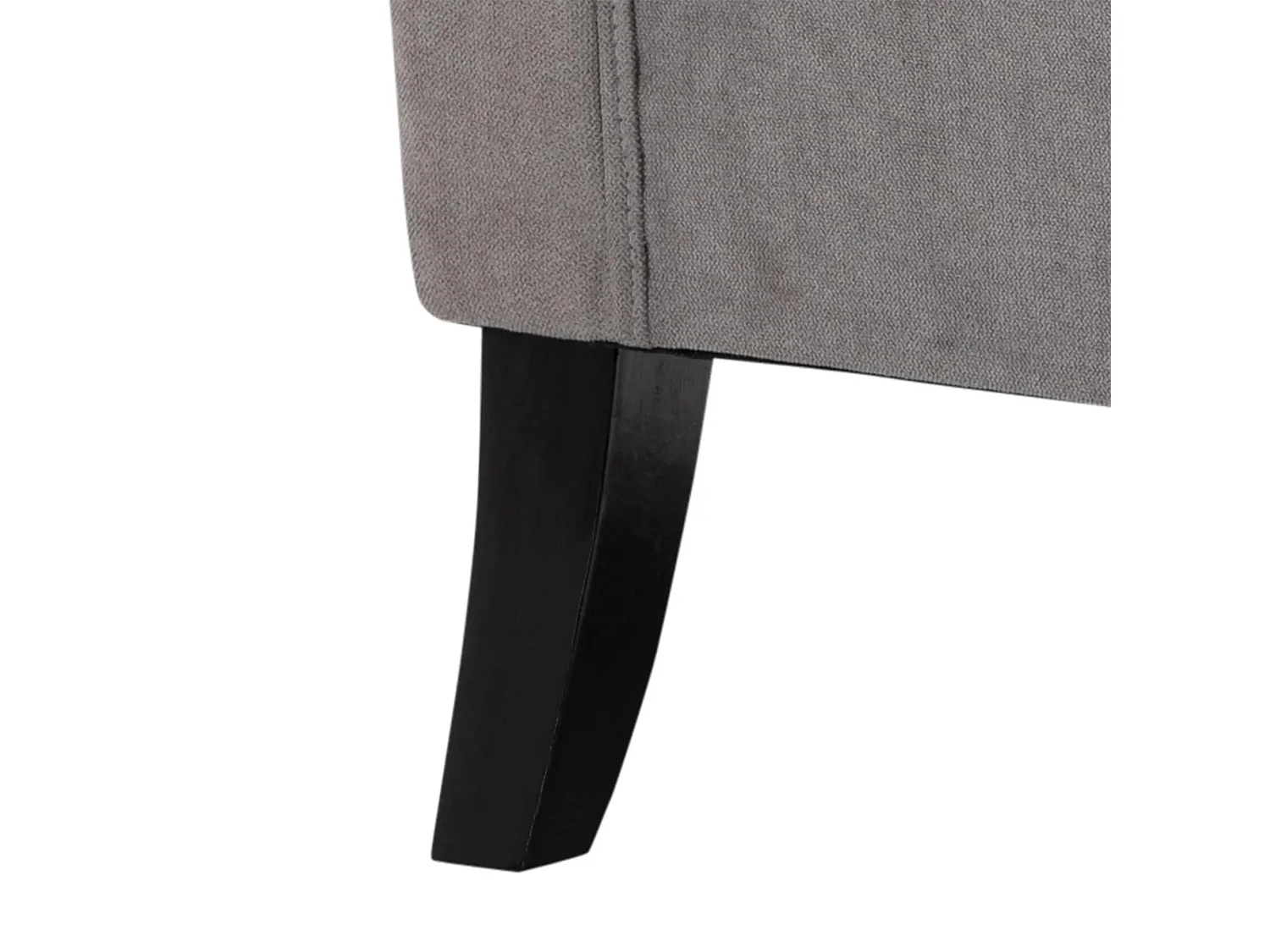 Fauteuil oreiller avec capitonnage, pieds bois, polyester, gris (74x86x102cm)