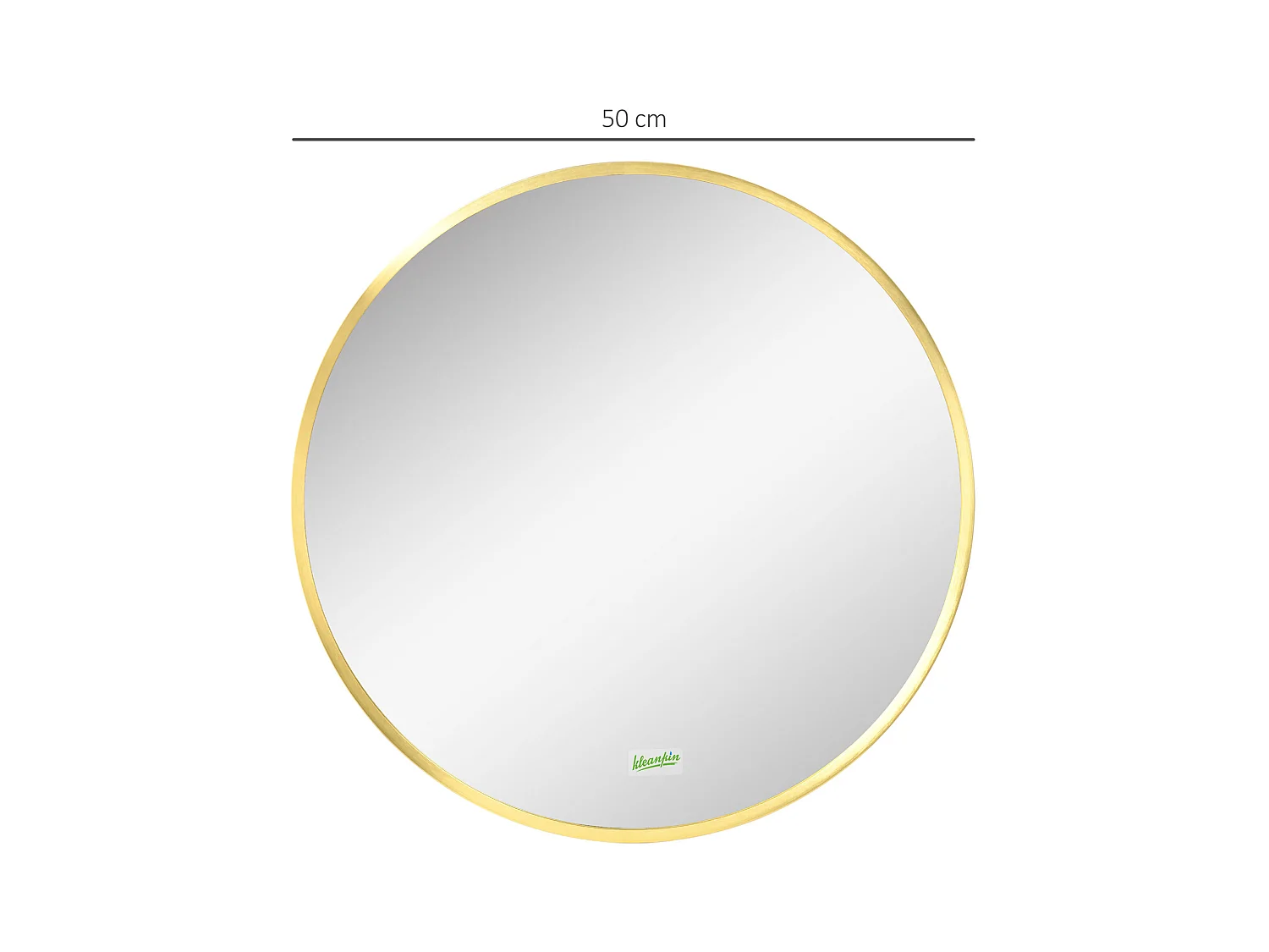 Miroir rond mural avec fonction mémoire, aluminium, doré, IP44 (50x2x50cm)