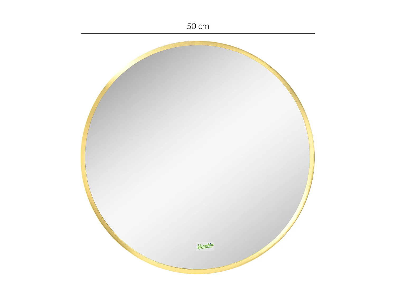 Miroir rond mural avec fonction mémoire, aluminium, doré, IP44 (50x2x50cm)