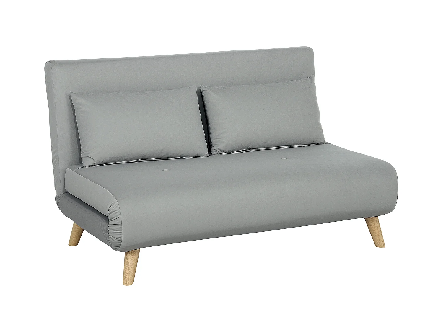Fauteuil convertible lit 2 places, velours, dossier réglable, structure acier, gris clair (130x78x79cm)