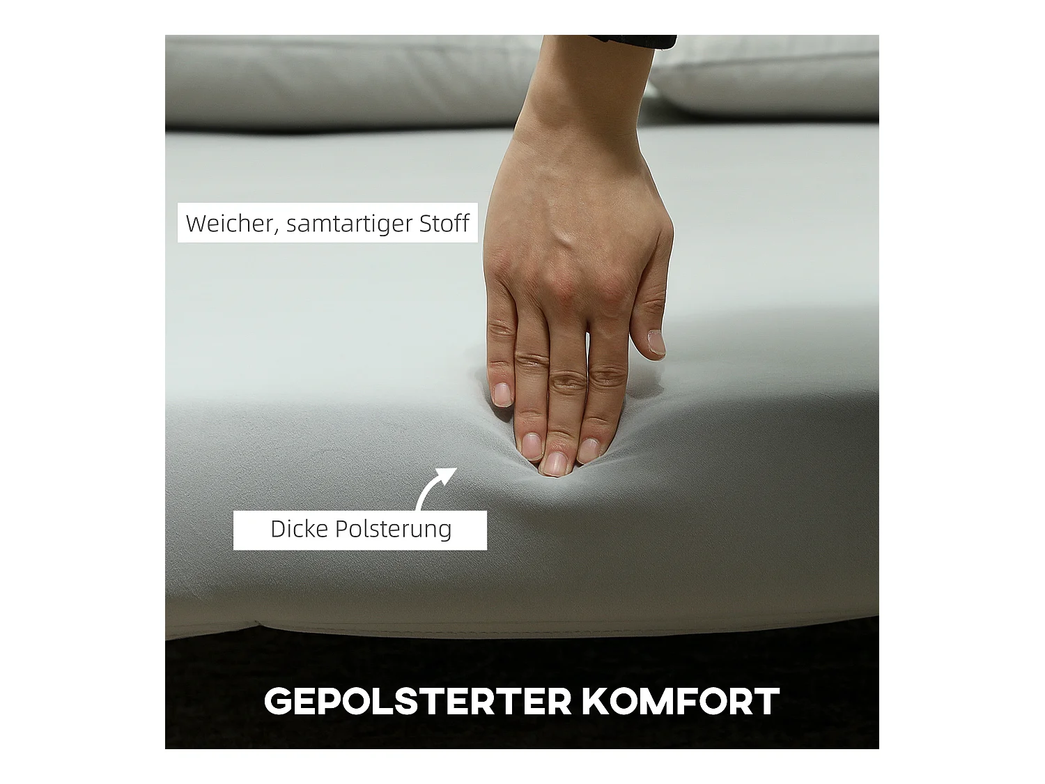 Fauteuil convertible lit 2 places, velours, dossier réglable, structure acier, gris clair (130x78x79cm)