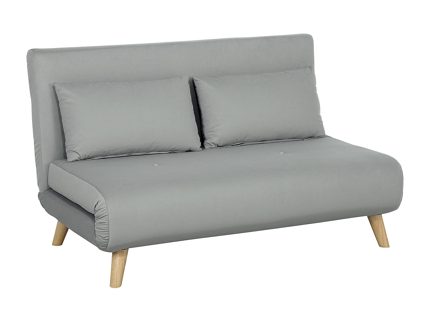 Fauteuil convertible lit 2 places, velours, dossier réglable, structure acier, gris clair (130x78x79cm)