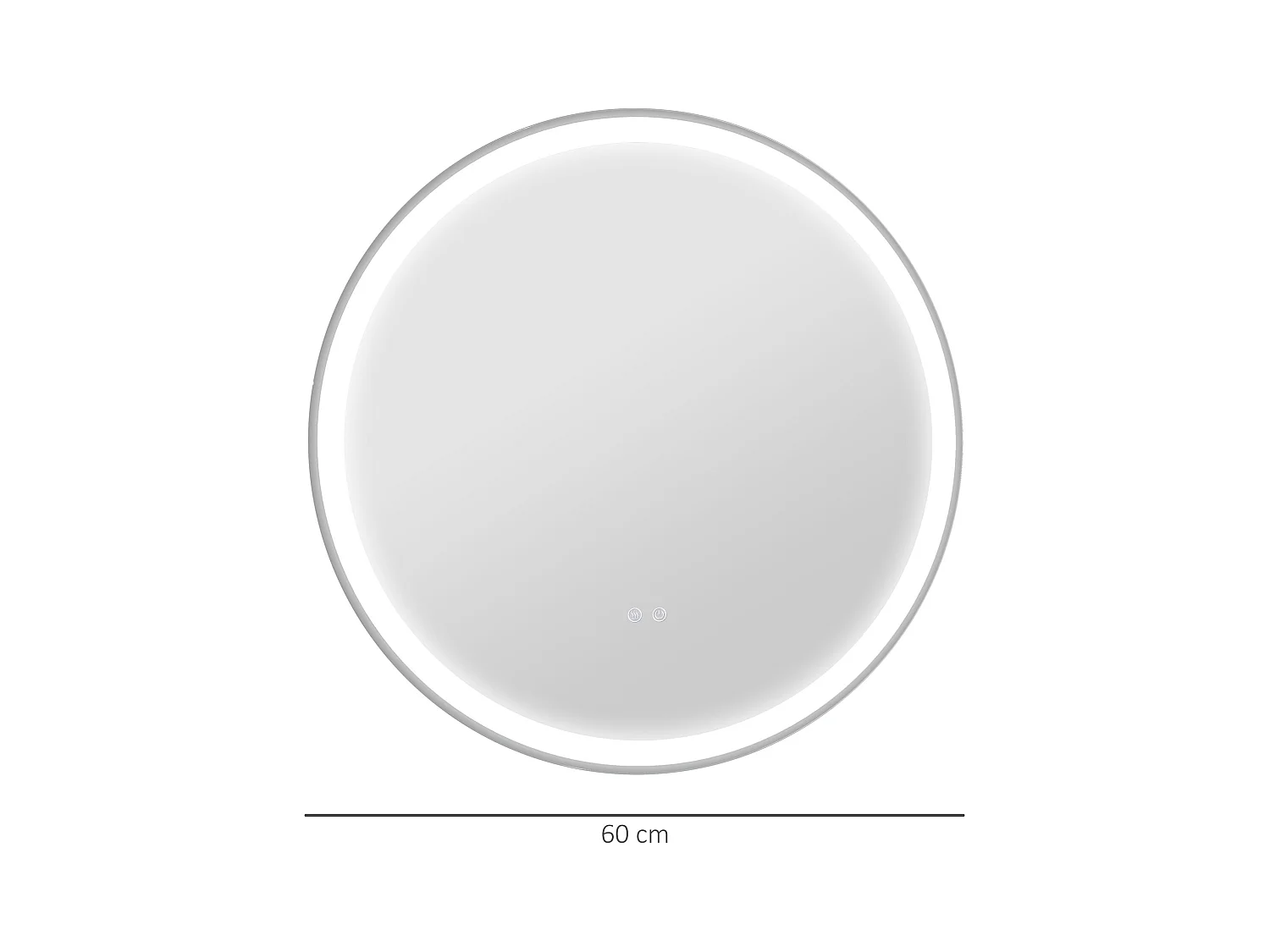 Miroir de salle de bain LED, fonction tactile, anti-buée, cadre en aluminium, blanc (Ø60x3 cm)