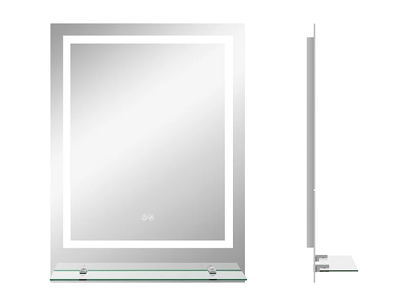 Badkamerspiegel met verlichting, anti-condens, 3 kleuren, glas, transparant (70x50x2,7 cm)