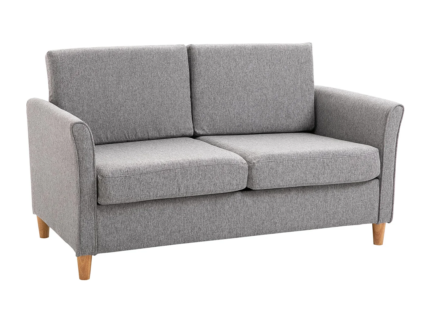 Divano a 2 posti con cuscini sfoderabili, tessuto di lino, grigio chiaro (141x65x78 cm)