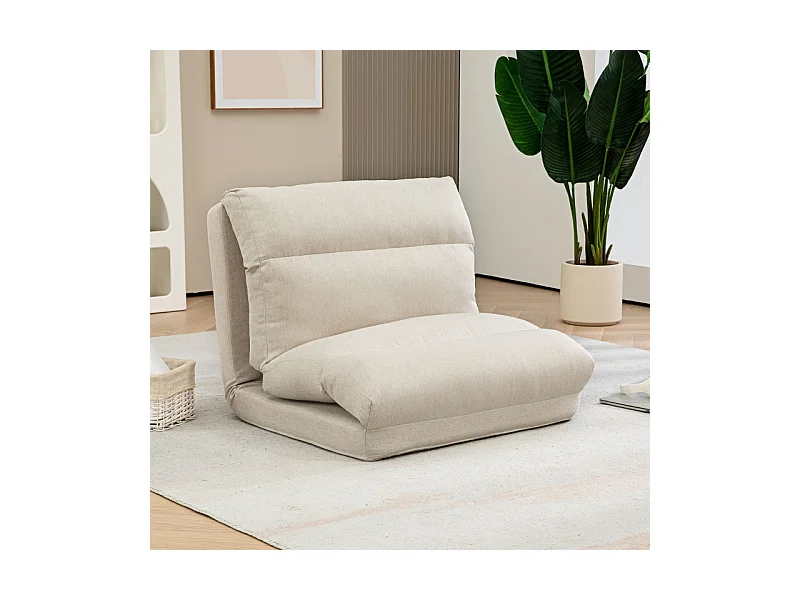 6-standen verstelbare opvouwbare fauteuil, dik kussen, bedfunctie, polyester, beige (70x72x56cm)