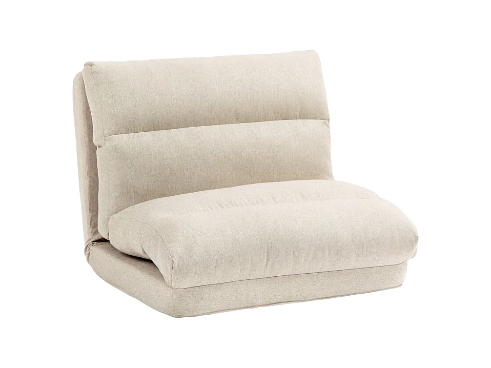 Fauteuil pliant réglable 6 positions, coussin épais, fonction lit, polyester, beige (70x72x56cm)