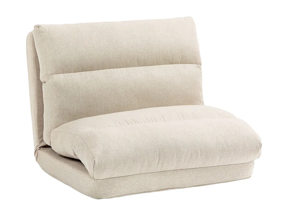 Fauteuil pliant réglable 6 positions, coussin épais, fonction lit, polyester, beige (70x72x56cm)