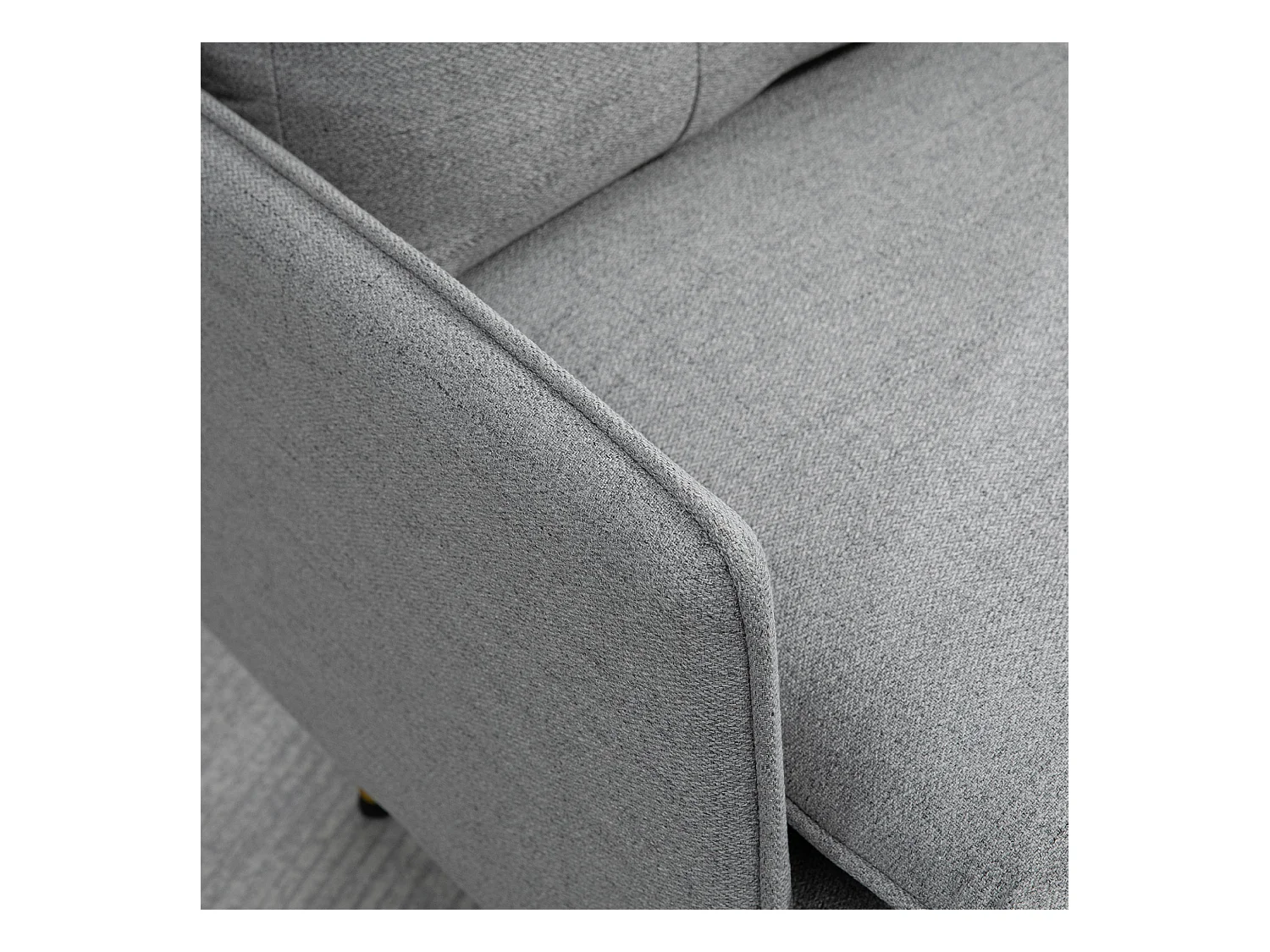 Fauteuil d’appoint en polyester effet lin, avec coussin et accoudoirs, pieds en acier, gris (76x68x80cm)