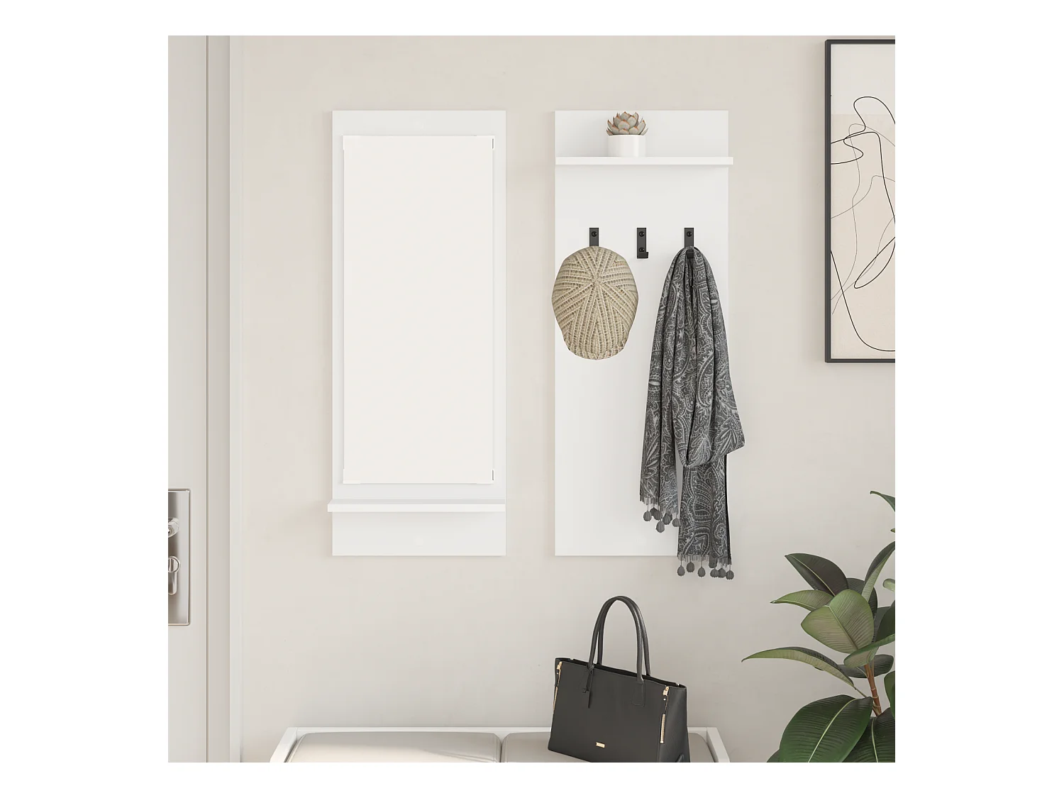 Appendiabiti da parete Bianco 70 x 10 x 90 cm Legno ingegnerizzato