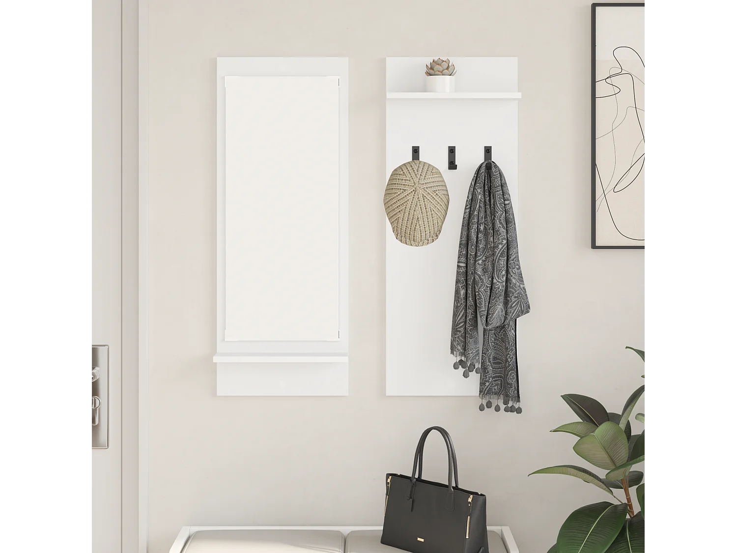 Porte-manteau mural Blanc 70 x 10 x 90 cm Bois d'ingénierie