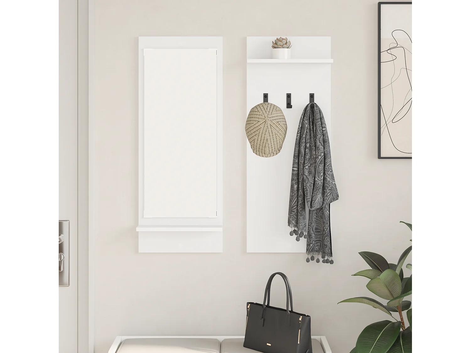 Appendiabiti da parete Bianco 70 x 10 x 90 cm Legno ingegnerizzato