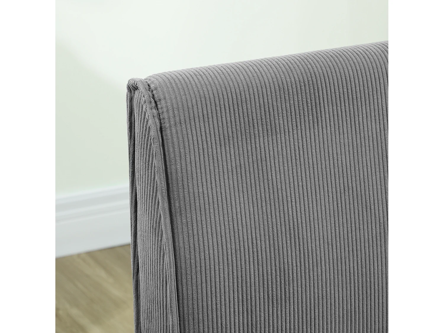 Canapé 2 places en velours côtelé, pieds en bois, rembourré, gris (110x62x85cm)