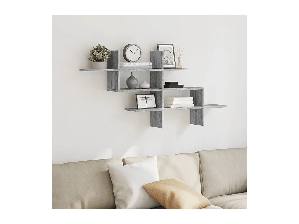 Estante de pared Sonoma gris 124,5x18x60,5 cm madera de ingeniería