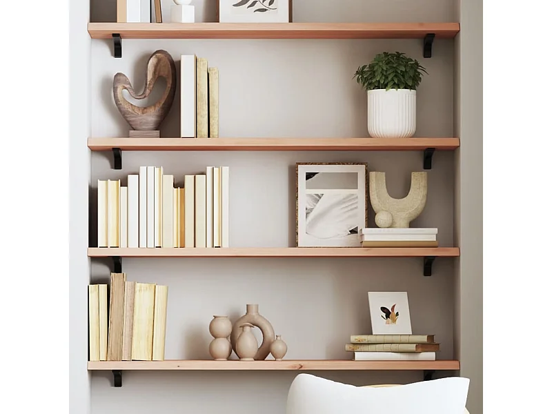 Mensola da parete 80x20x2 cm in legno massello di rovere non trattato