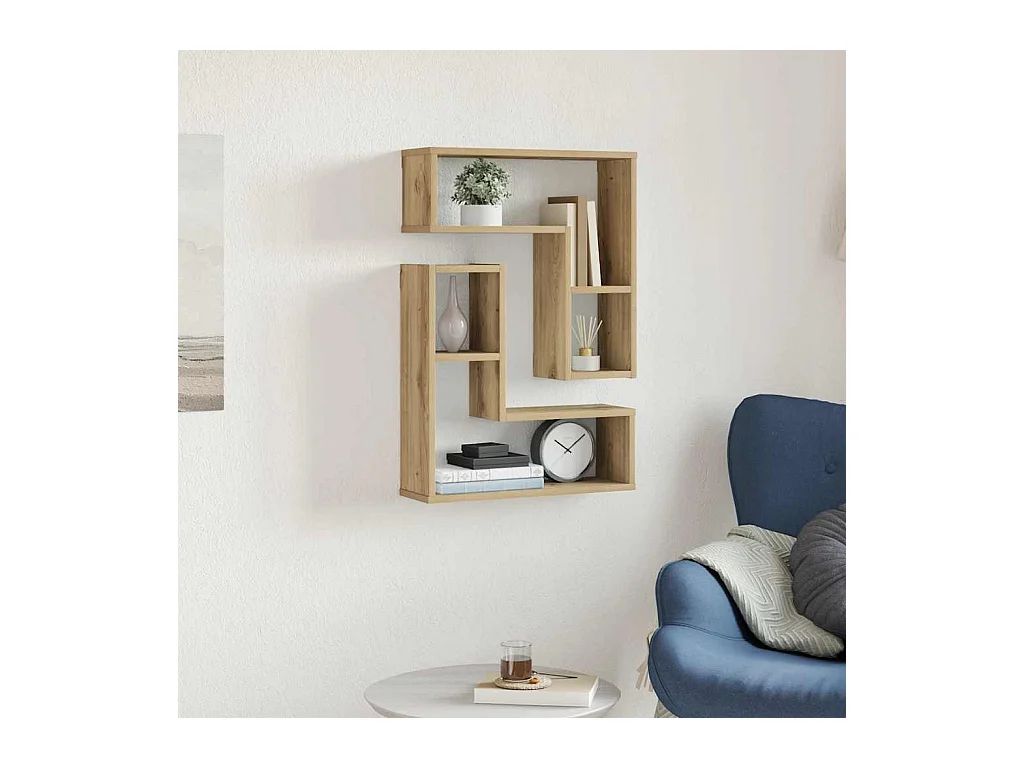 mensole a cubo da parete in rovere, legno ingegnerizzato artigianale