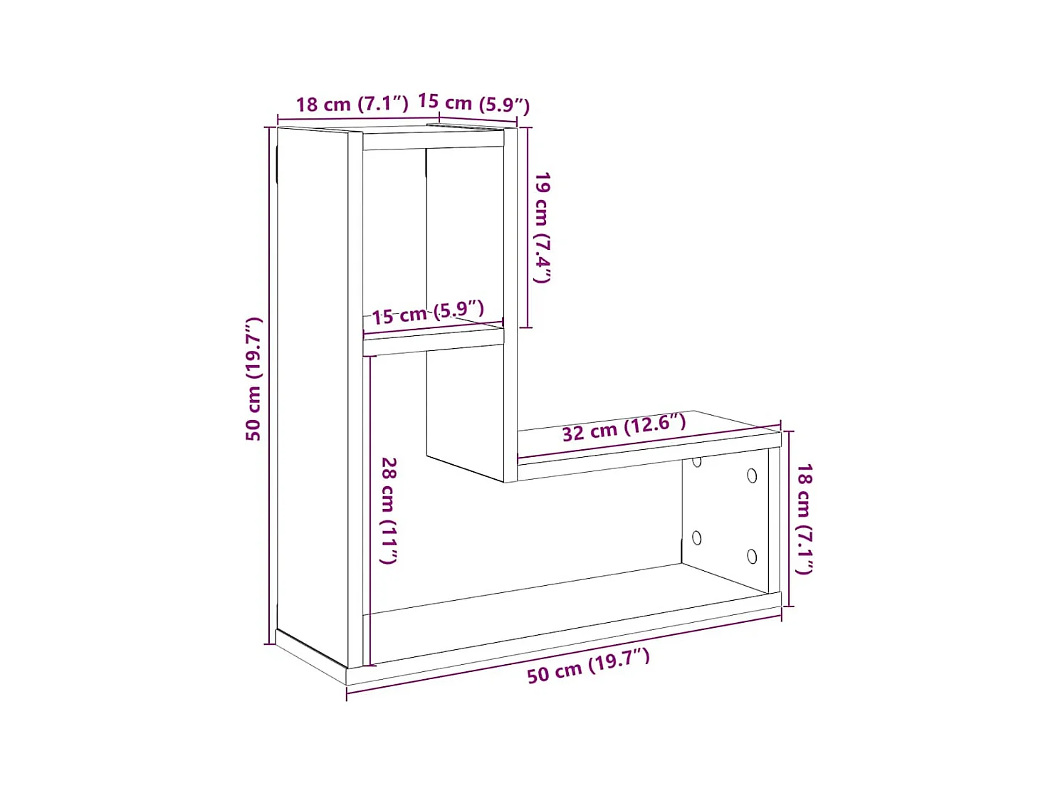 mensole a cubo da parete in rovere, legno ingegnerizzato artigianale