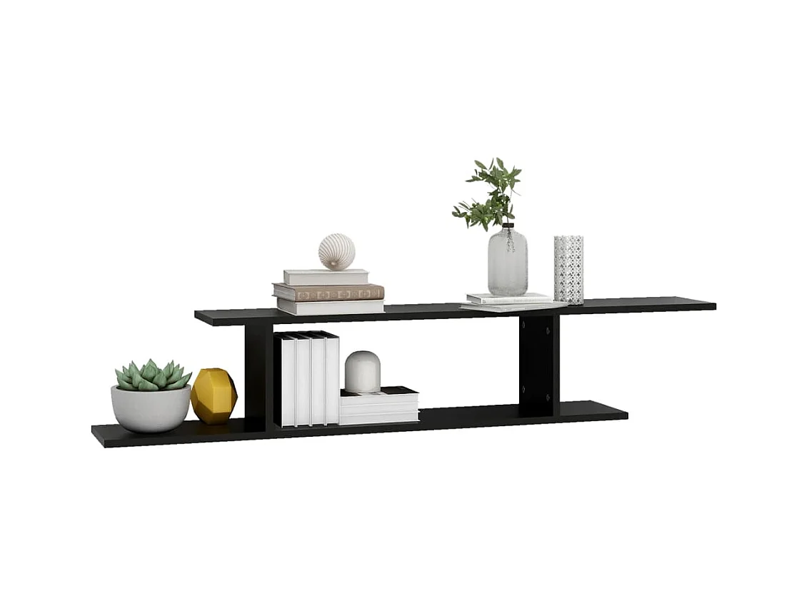 Mensola porta TV da parete nera 125x18x23 cm in legno ingegnerizzato