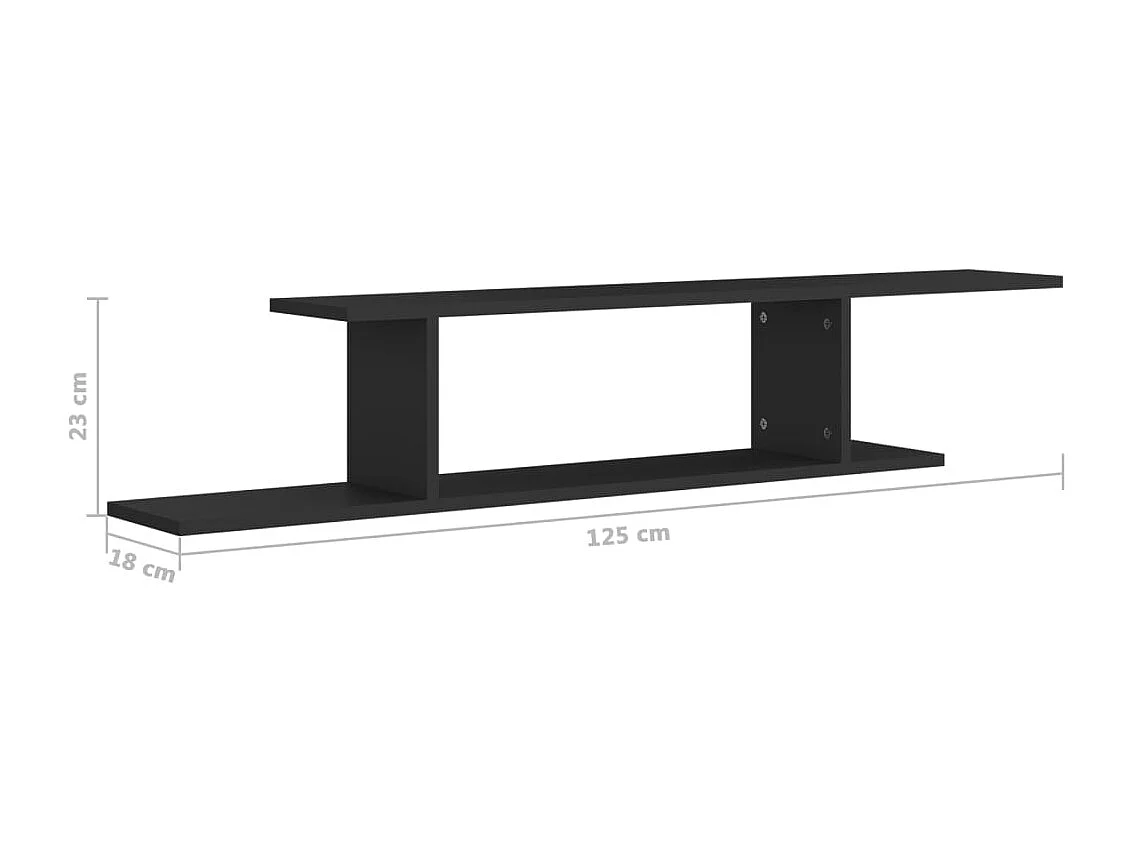 Étagère TV murale Noir 125x18x23 cm Bois d’ingénierie