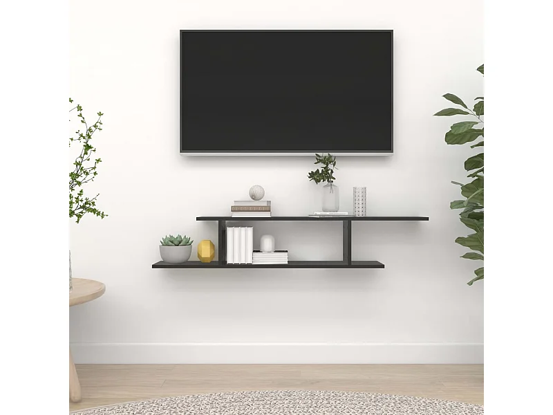 Étagère TV murale Noir 125x18x23 cm Bois d’ingénierie