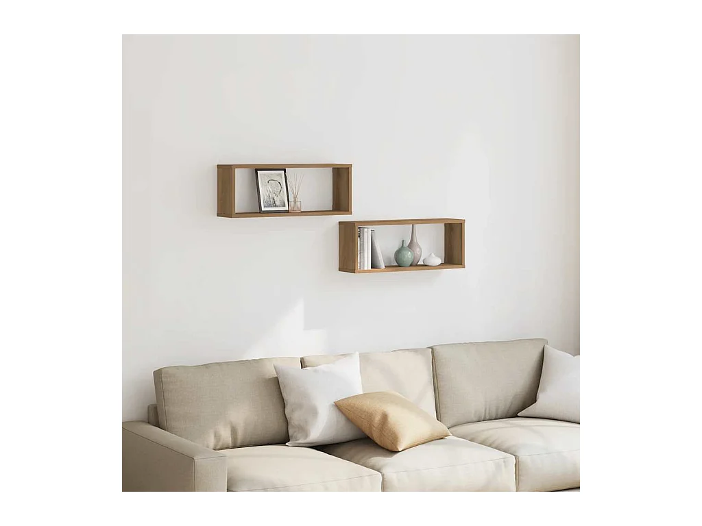 Étagères cube murales 2 pcs chêne artisanal 60x15x23 cm