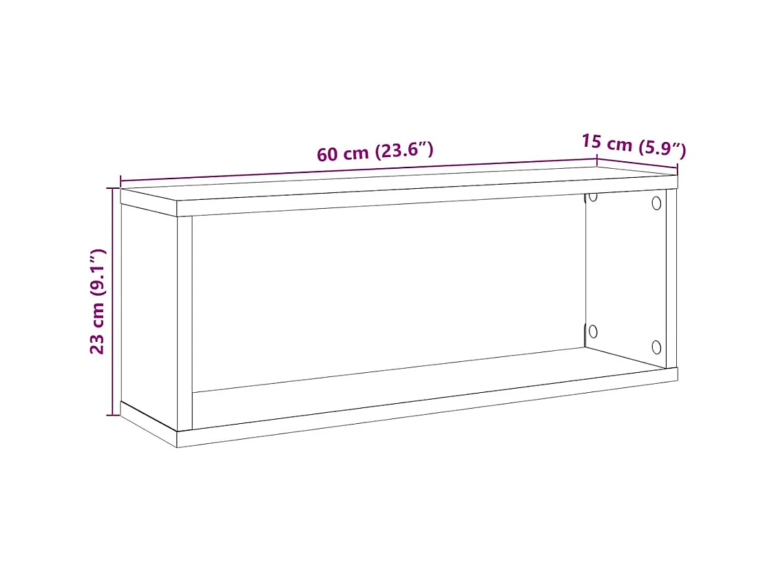 Étagères cube murales 2 pcs chêne artisanal 60x15x23 cm