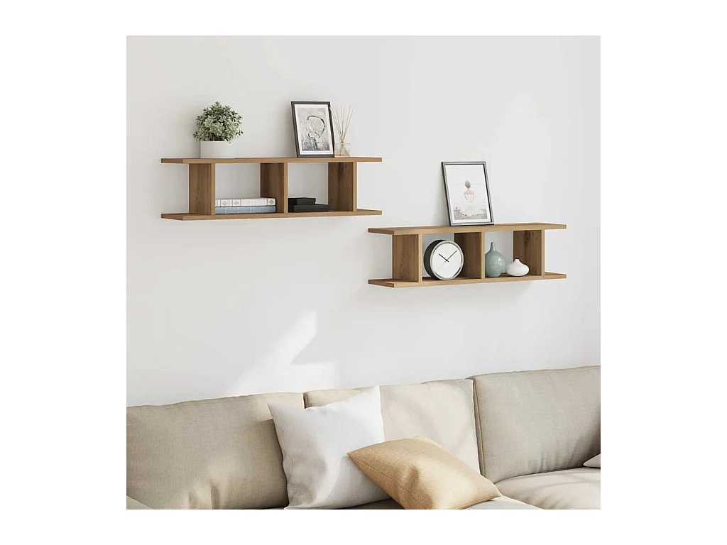 Mensole da parete 2 pezzi in rovere lavorate a mano 75x18x20 cm