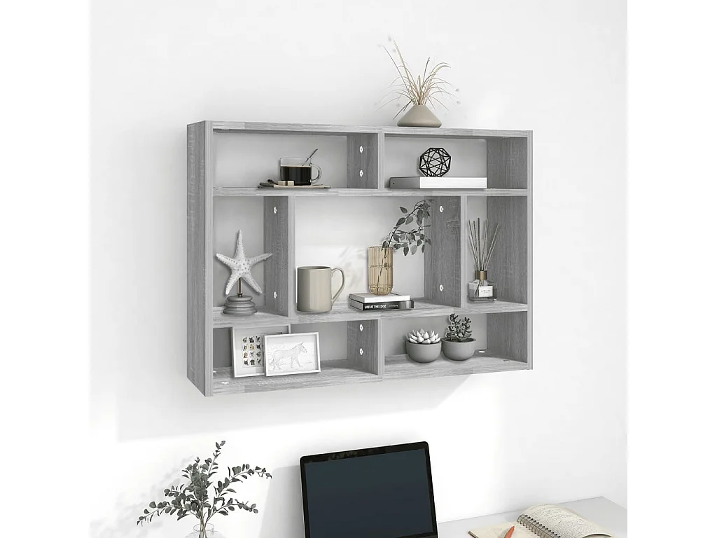 Sonoma Wandregal grau 75x16x55 cm Holzwerkstoff
