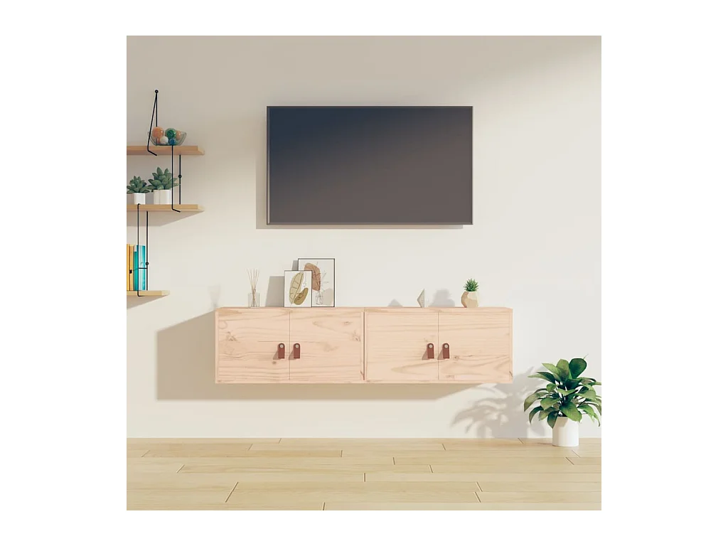 Wandkasten 2 stuks 60x30x30 cm Massief grenenhout