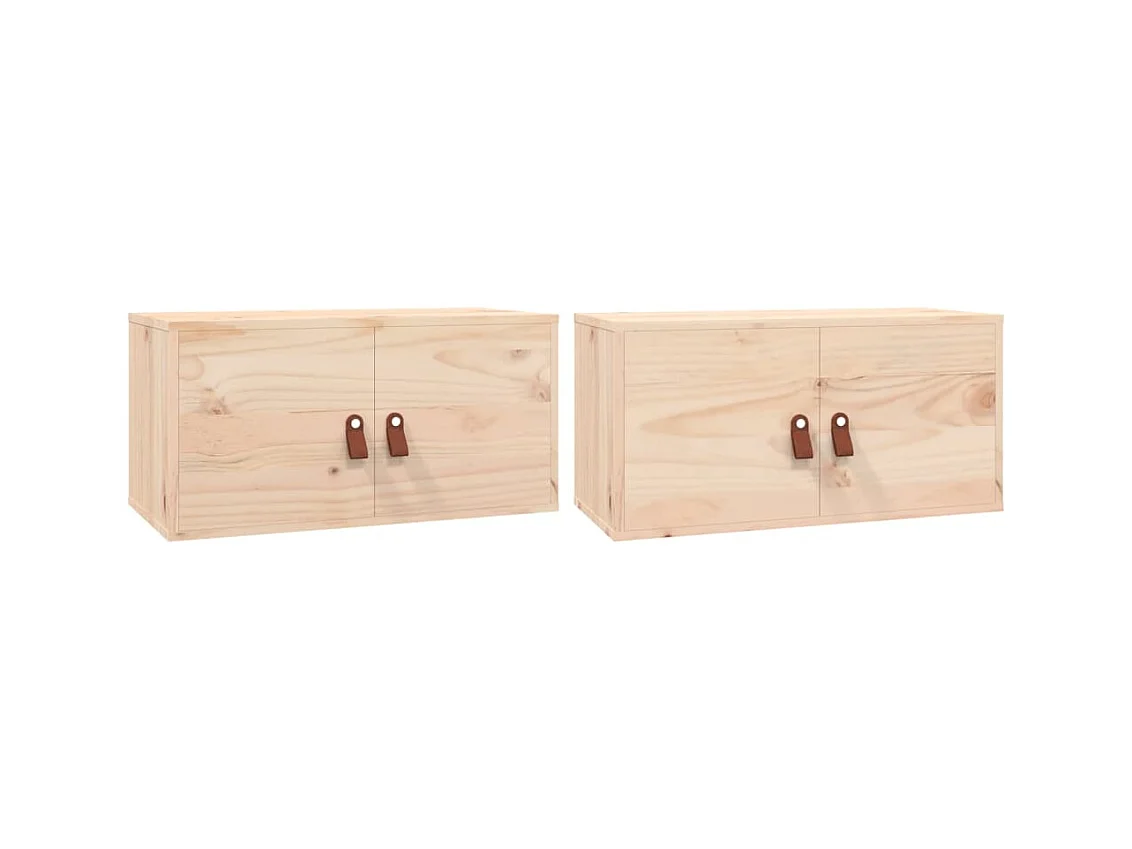 Wandkasten 2 stuks 60x30x30 cm Massief grenenhout