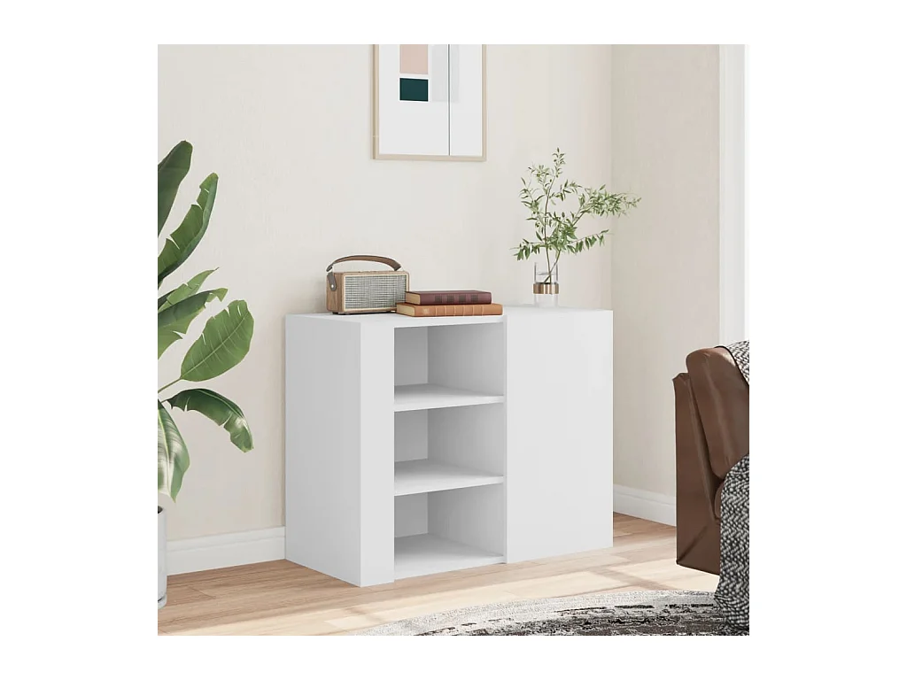 Witte wandkast 75x35x60 cm bewerkt hout