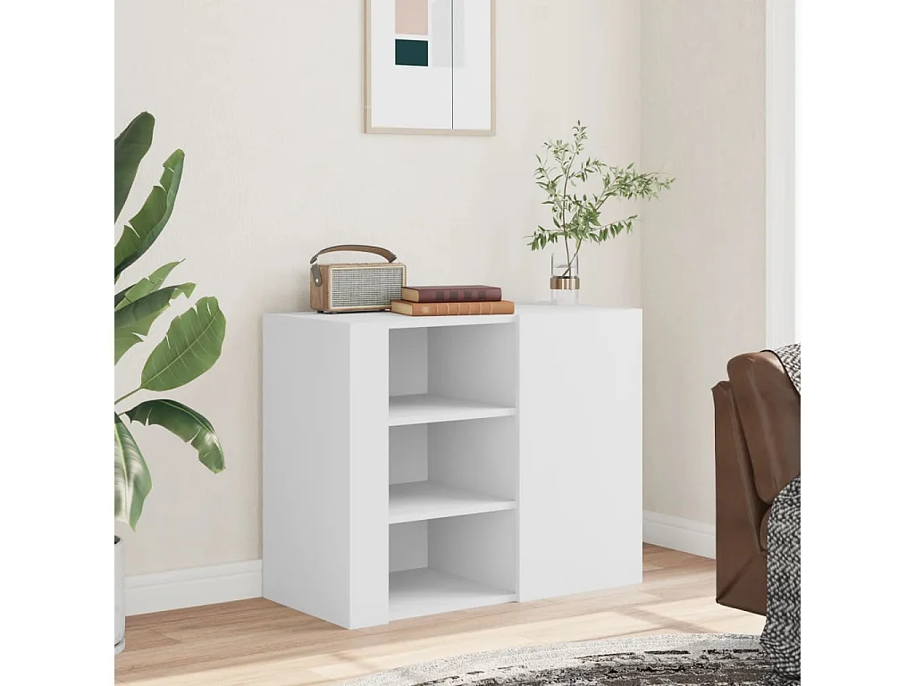 Armario de pared blanco 75x35x60 cm madera de ingeniería