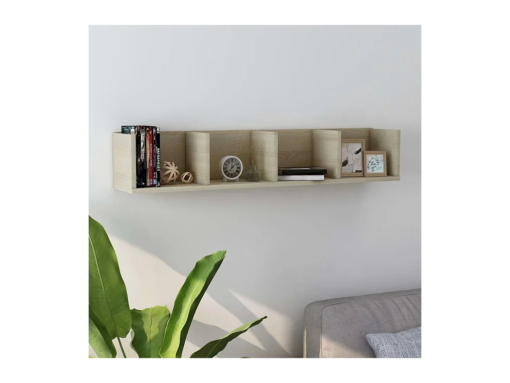 Étagère murale à CD Chêne sonoma 100x18x18 cm Bois d'ingénierie