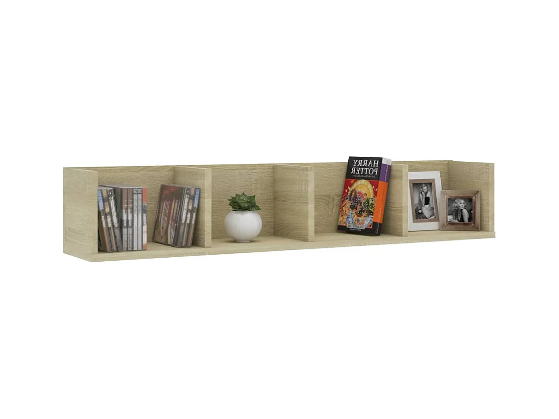 Étagère murale à CD Chêne sonoma 100x18x18 cm Bois d'ingénierie