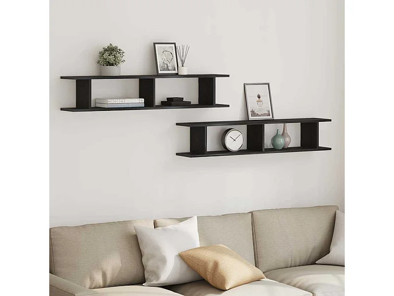 Étagères murales 2 pcs chêne noir 105x18x20 cm bois ingénierie