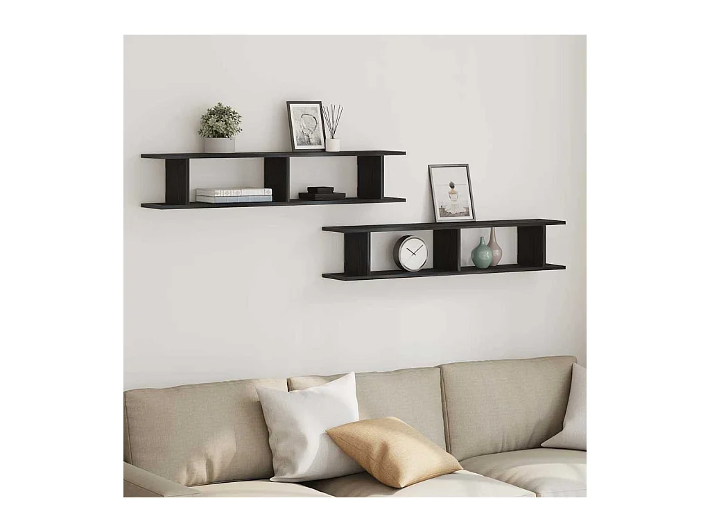 Étagères murales 2 pcs chêne noir 105x18x20 cm bois ingénierie
