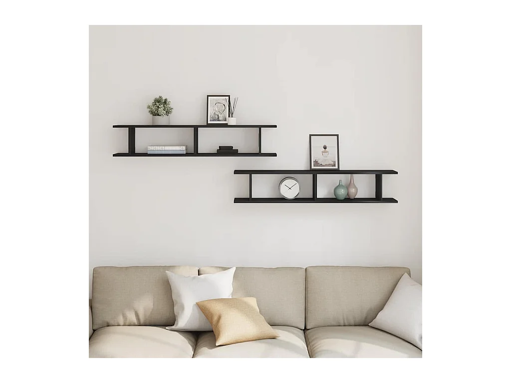 Étagères murales 2 pcs chêne noir 105x18x20 cm bois ingénierie