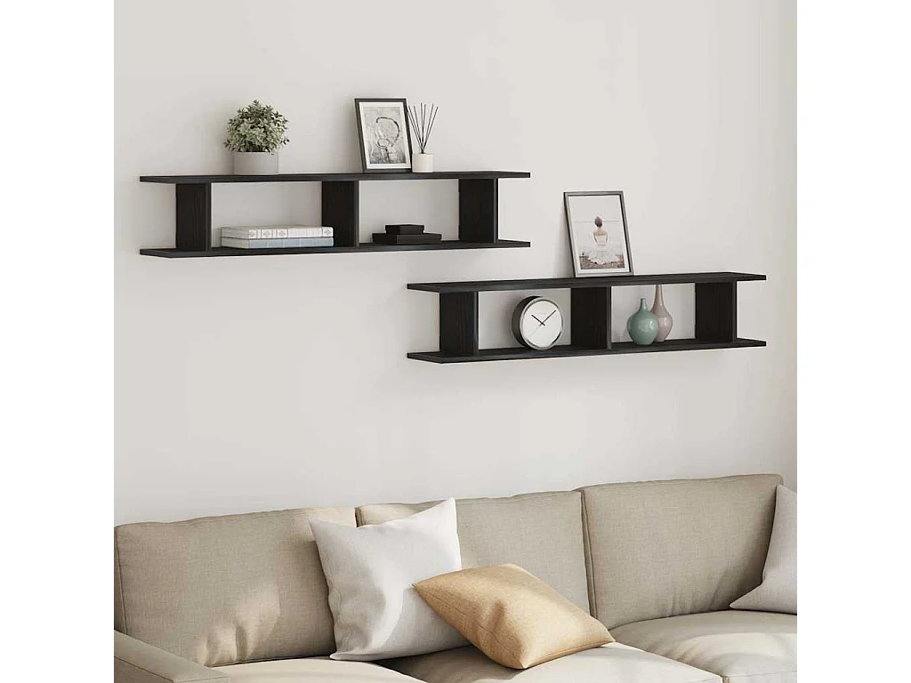 Étagères murales 2 pcs chêne noir 105x18x20 cm bois ingénierie
