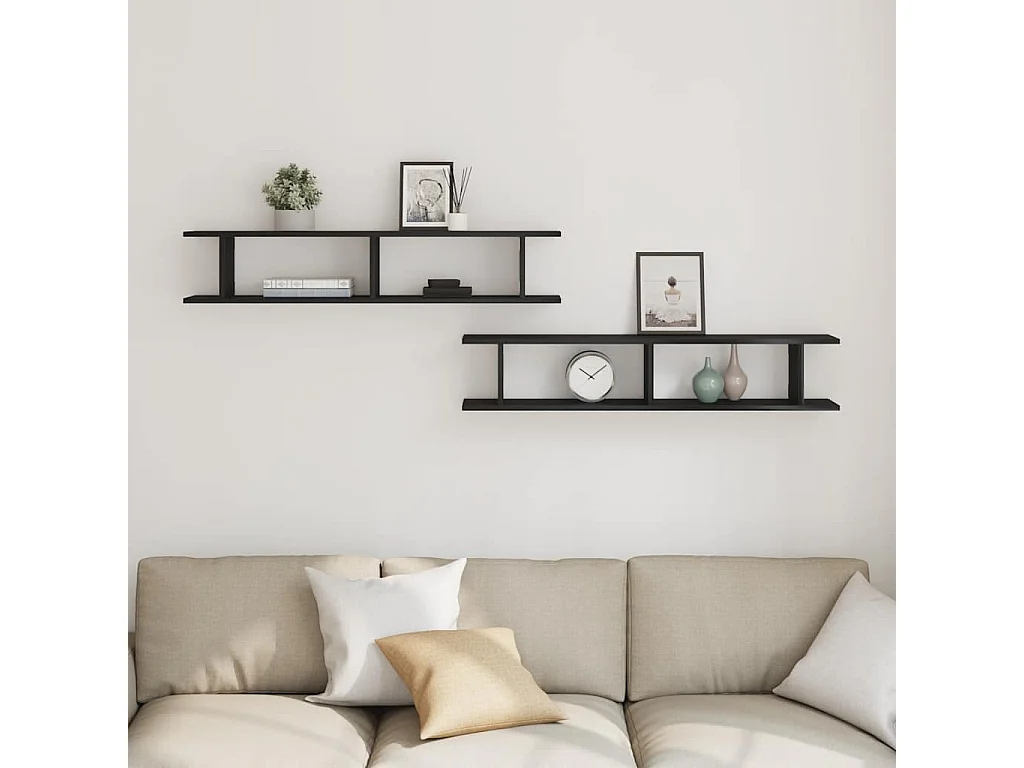 Étagères murales 2 pcs chêne noir 105x18x20 cm bois ingénierie