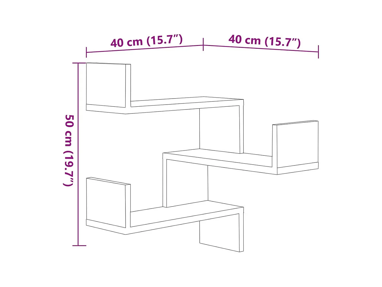 Étagères d'angle murales 2 pcs Chêne fumé 40x40x50 cm Bois